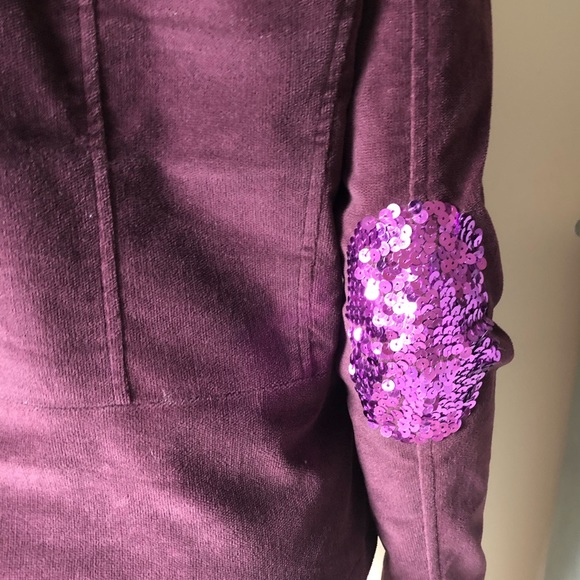 Purple Velvet Blazer Sequins Elbows Velvet Jacket Purple Coat - Picture 9 of 10